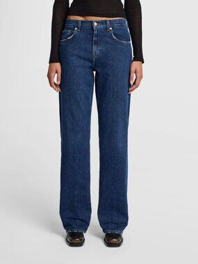 7 For All Mankind Tess Trouser Jeans High Rise Straight Relaxed Blue Size 23